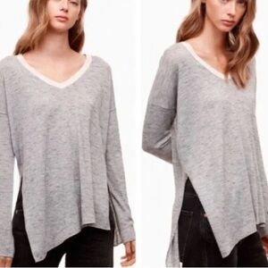 Wilfred Sherbrooke Sweater Size Large Grey Knit Vneck Aritzia